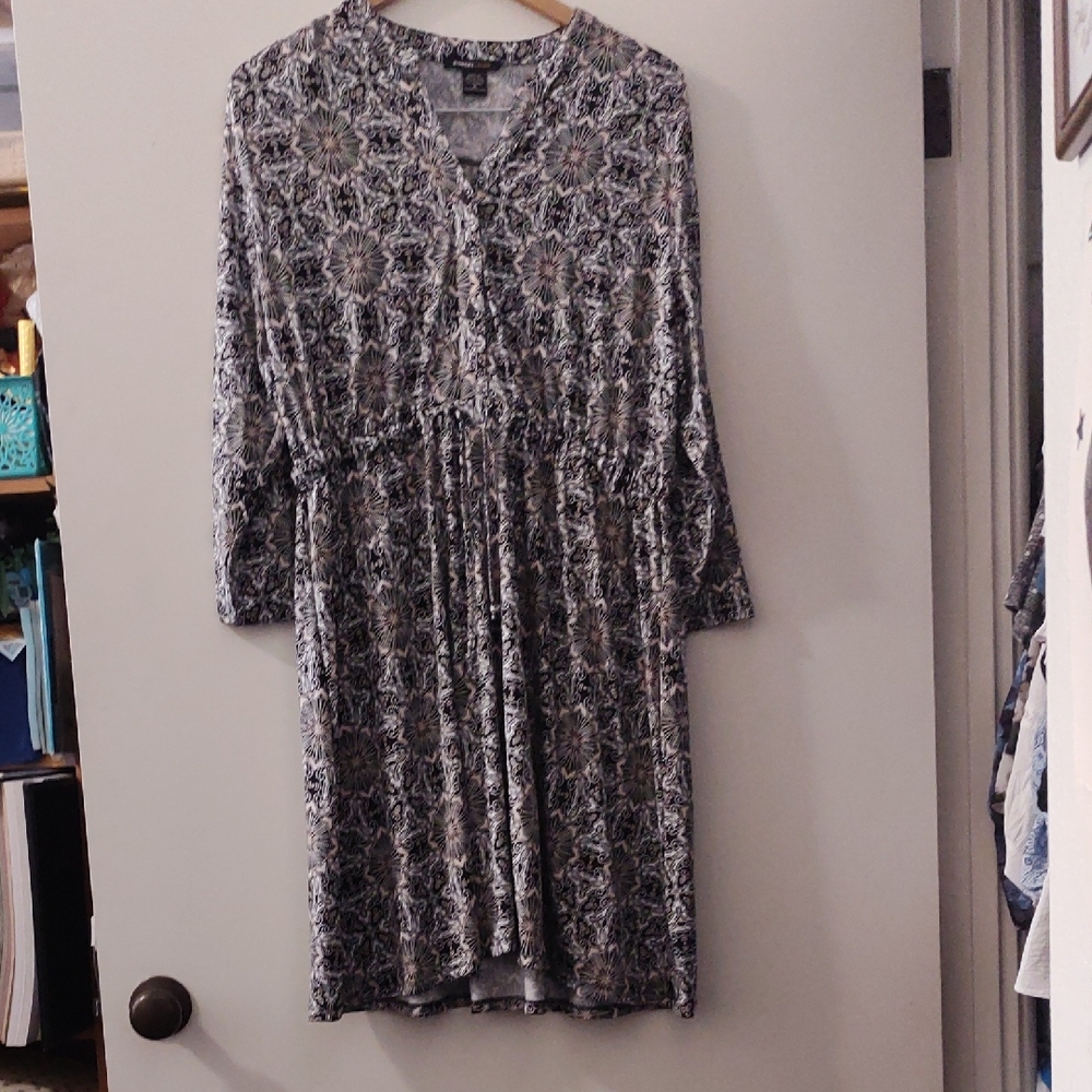 Robert Louis Silver Gray Long Sleeve V-Neck Sundress
